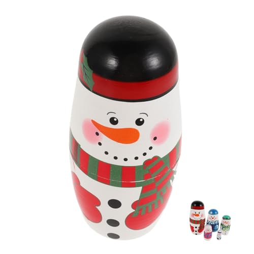 FRCOLOR Handgefertigte Lagige Schneemann Holz Nistpuppen Fördern Logisches Weihnachtsdeko für Geburtstagsfeier und Wohnraumgestaltung von FRCOLOR