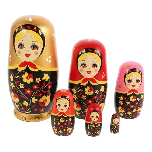 FRCOLOR Handgefertigte Russische Puppen Schichtig aus Holz Traditionelle Nesting Dolls für Mädchen Bemalt Kreatives und Besonderes Geburtstagsgeschenk Handbemalt Langlebig von FRCOLOR