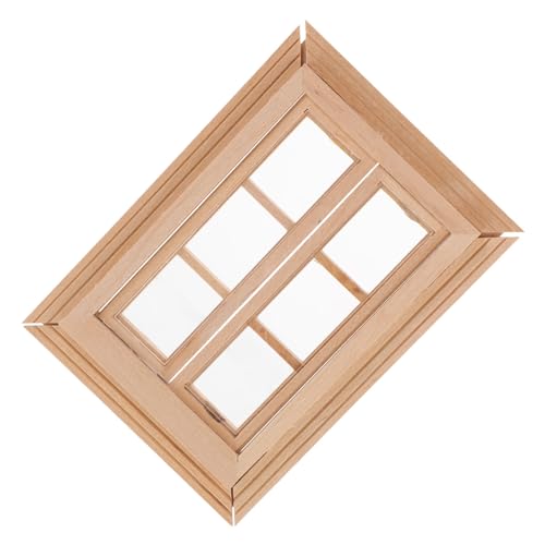 FRCOLOR Handgefertigtes Puppenhaus Holzfenster Modell mit Fächern Miniatur Deko für Puppenhaus Möbel Kreatives Kleines Fenster für Zubehör von FRCOLOR