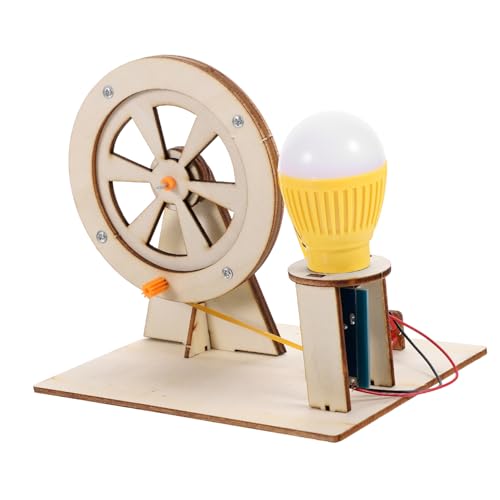 FRCOLOR Handkurbel Generator aus Holz DIY Stromgenerator Bausatz Pädagogisches Experimentierspielzeug für Kreatives Handkurbelmodell Fördert Praktische Fähigkeiten und Zufällige Farbe von FRCOLOR