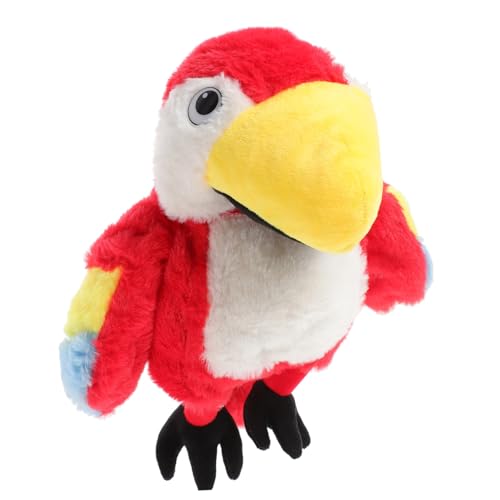 FRCOLOR Handpuppe Papagei aus Weichem Plüsch und PP Baumwolle Interaktive Tierfigur mit Beweglichem Mund Waschbar Leicht für Rollenspiele und Frühe Bildung von FRCOLOR