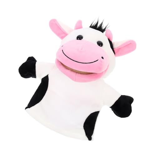 FRCOLOR Handpuppen für Weichem Plüsch Beweglicher Mund Interaktives Lernspielzeug für Eltern Junge Mädchen Fördert Kreativität und Rollenspiel Handpuppe Kuh von FRCOLOR