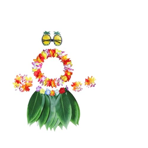 FRCOLOR Hawaiian Kostüm Set Teilig Leaf Grass Skirt mit Blumen Stirnband Armbändern und Ananas Brille für Luau Party Sommer Mottoparty Zubehör FRCOLOR Hawaiian Kostüm Set Teilig Leaf Grass Skirt mit Blumen Stirnband Armbändern und Ananas Brille für Luau Party Sommer Mottoparty Zubehör von FRCOLOR