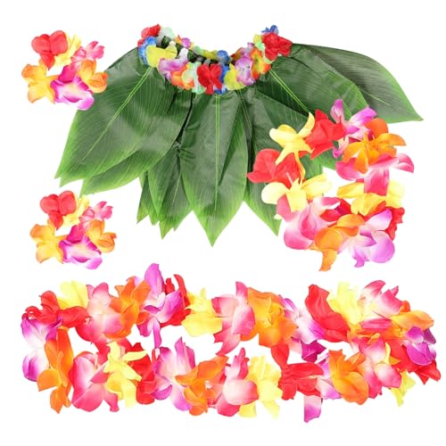 FRCOLOR Hawaiianisches Kostüm Set Teilig mit Realistischem Blätterrock Stirnband Halsband und Armbändern Luau Party Outfit für Erwachsene Tropisches Langlebig und FRCOLOR Hawaiianisches Kostüm Set Teilig mit Realistischem Blätterrock Stirnband Halsband und Armbändern Luau Party Outfit für Erwachsene Tropisches Langlebig und von FRCOLOR