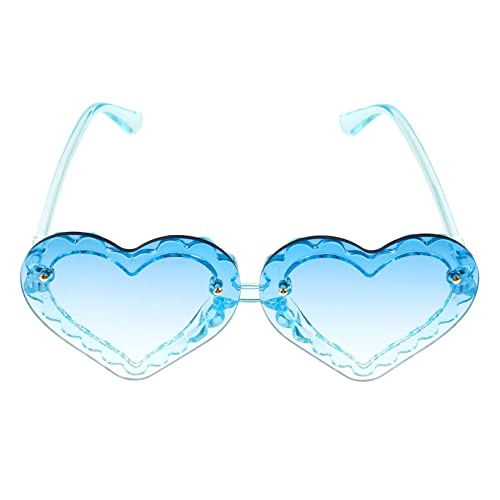 FRCOLOR Herz Brille Kindersonnenbrille Partybrille Für Geburtstag Sonnenbrillenherz Stilvoll Geformt Junggesellin Gläser Herzförmige Brille Stk Blue von FRCOLOR