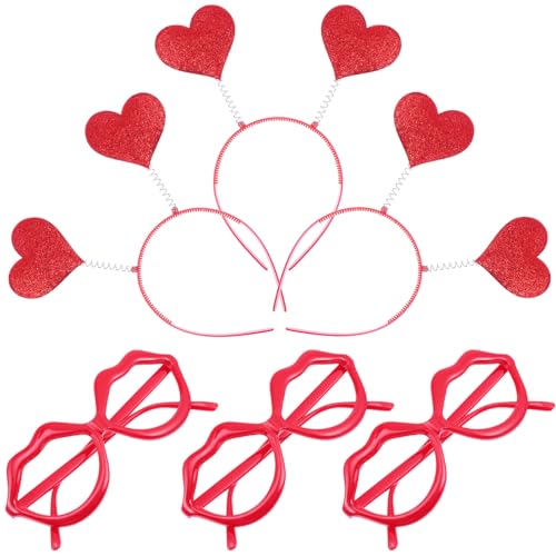 FRCOLOR Herz-Stirnband Und Herz-Brillengestelle 3 Sets Amor-Kostümzubehör Valentinstags-Partyzubehör Valentinstagsgeschenke von FRCOLOR