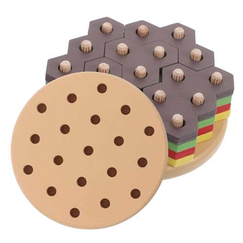 FRCOLOR Holz Burger Stapelspielzeug Montessori Holzpuzzle Geometrische Formen Feinmotorik Lernspielzeug für Kleinkinder Vorschule Jungen Mädchen von FRCOLOR