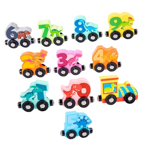 FRCOLOR Holz Dinosaurier Zug Set für Kleinkinder Pädagogisches Farb und Tiererkennungs Handliche Motorikförderung Interaktives Lernspielzeug für Jungen und Mädchen von FRCOLOR
