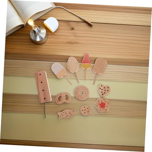 FRCOLOR Holz Eiscreme Spielset mit Donuts und EIS Am Stiel für Realistisches Küchen mit Basis Vielseitiges Rollenspiel Zubehör für Kinderküche und Party Dekoration von FRCOLOR