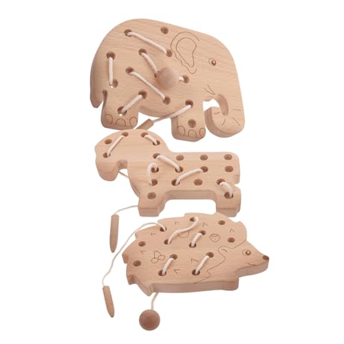 FRCOLOR Holz Fädelspielzeug für Montessori Motorikspielzeug Ab Jahr mit Tiermotiven Pädagogisches Holzspiel Hand Auge Koordination Feinmotorik und Logischem Denken von FRCOLOR
