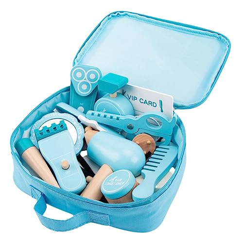 FRCOLOR Holz Friseur Spielset für Realistisches Teiliges Hairstyling Fördert Kreativität und Feinmotorik Kindersicheres Rollenspielzeug für Party und Lernspiele von FRCOLOR