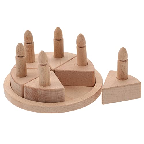 FRCOLOR Holz Geburtstagskuchen aus Hochwertigem Holz Langlebiges Kuchen Spielset für Pädagogisches Rollenspiel Zubehör Glatte Oberfläche Sicher für Jungen und Mädchen für Kindergeburtstag von FRCOLOR