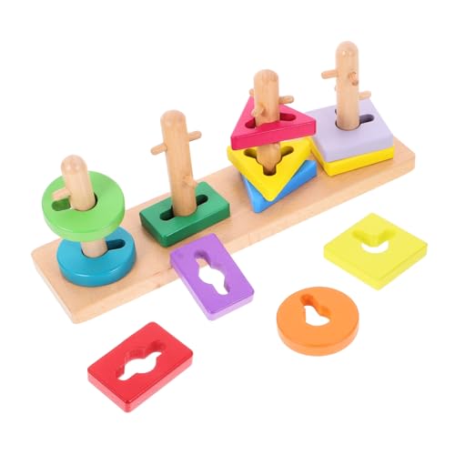 FRCOLOR Holz Geometrische Formen Steckspiel Set Teilig Sicheres Formpuzzle Lernspielzeug für Kleinkinder Fördert Logisches Feinmotorik und Hand Koordination von FRCOLOR