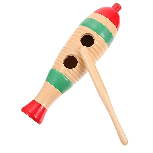 FRCOLOR Holz Guiro Fischförmig mit Schlägel Musikinstrument Frühpädagogik Rhythmusspielzeug für Musikinteresse und Eltern Junge Mädchen Beziehung von FRCOLOR