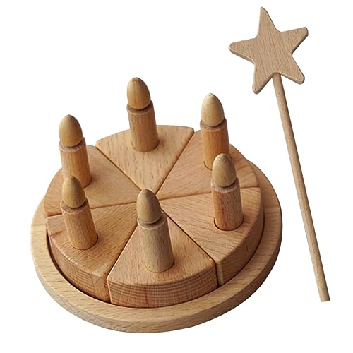 FRCOLOR Holz Kuchen Langlebiges DIY Geburtstagskuchen Rollenspiel Pädagogisches Holzspielzeug für Fördert Kreativität und Motorik für Familien und Freunde von FRCOLOR