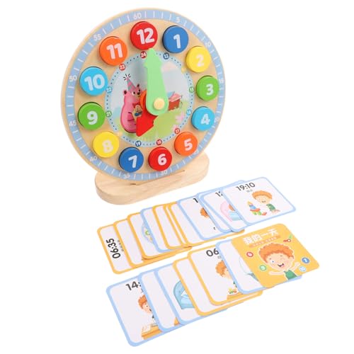 FRCOLOR Holz Lernuhr für Bunte Pädagogische Uhr Zahlenverständnis Fördernd Sicher Abgerundet für Jungen Mädchen Frühkindliche Bildung von FRCOLOR
