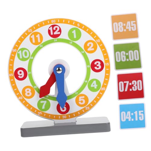 FRCOLOR Holz Lernuhr für Kleines Analoges Lernspielzeug mit Bunter Zahlen und Farberkennung Pädagogische Uhr Zahlenlehre Robustes Naturholz für Vorschule und Frühe Bildung von FRCOLOR