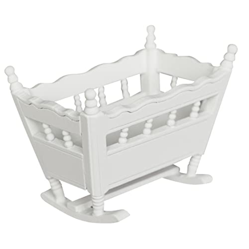 FRCOLOR Holz Miniatur Möbel Weiß Miniatur Möbel Puppenhaus Zubehör Kleines Babybett Mini Holzspielzeug Dekoration für Kinderzimmer von FRCOLOR