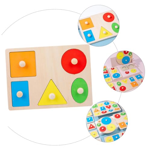 FRCOLOR Holz Puzzle für Geometrische Formen Frühpädagogisches Lernspielzeug aus Holz mit Glatter Oberfläche und Abgerundeten Ecken für Jungen und Mädchen Denkvermögen und Koordination von FRCOLOR