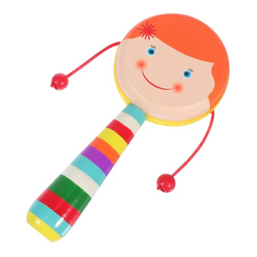 FRCOLOR Holz Rasseltrommel Spielzeug für Kleinkinder Kreatives Musikspielzeug mit Handkurbel Lernspielzeug für Drinnen und Draußen von FRCOLOR
