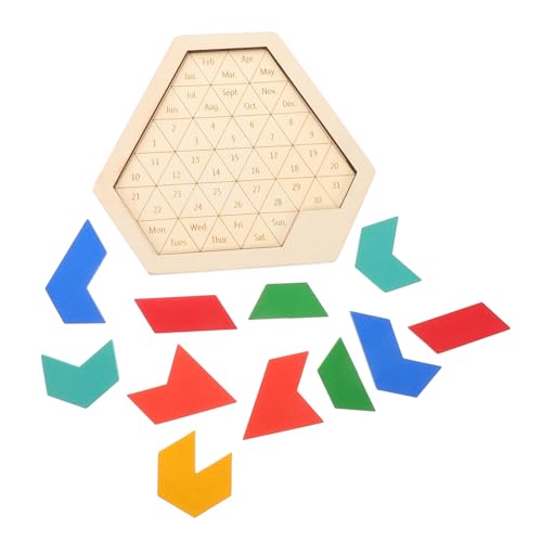 FRCOLOR Holz Sechseck Puzzle Lernspielzeug Buntes Tangram Fördert Kreativität Denken Hand Auge Koordination Frühförderung für Kleinkinder Jungen Mädchen von FRCOLOR