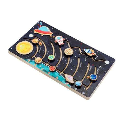 FRCOLOR Holz Solar System Puzzle für Lernspielzeug mit Planeten Montessori Pädagogisches Beobachtung und Hand Auge Koordination Ab Jahren Geeignet von FRCOLOR