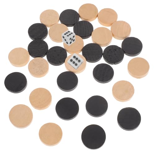 FRCOLOR Holz Spielsteine Schachspiel Zubehör Runde Leichte Holzspielsteine Tragbar und Robust Ersatz für Brettspiel Spielsteine für Reise und Familie von FRCOLOR
