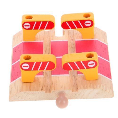 FRCOLOR Holz Zubehör Rote Station für Holz Eisenbahn Schienen Interaktives Lernspielzeug für Fördert Hand Augen Koordination und Kreative Spielmöglichkeiten von FRCOLOR
