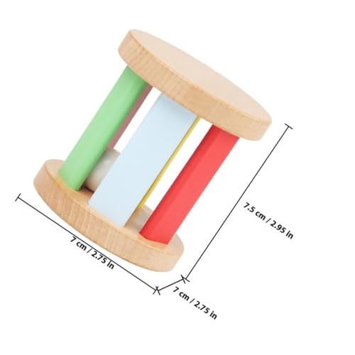 FRCOLOR Holz rassel Roller Greifspielzeug mit Glatter Oberfläche Langlebig und Bruchsicher Montessori Lernspielzeug für Neugeborene und Kleinkinder zur Tastförderung von FRCOLOR