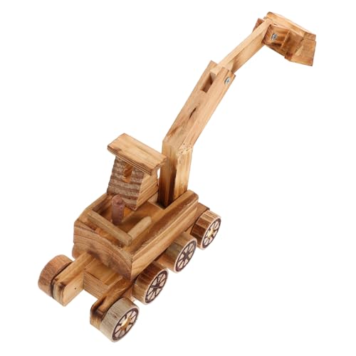 FRCOLOR Holzbagger Modell Kleiner Bagger Robustes Holz Baufahrzeug Detailliertes Design Sammlerstück Dekoration für Kinderzimmer von FRCOLOR