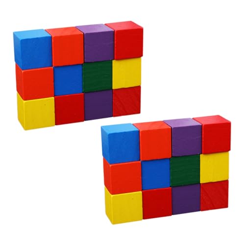 FRCOLOR Holzbauklötze Teilig Farbige Kleine Würfel Lernspielzeug Pädagogisch Sicher Glatte Oberfläche für Frühkindliche Entwicklung Eltern Junge Mädchen Spiel von FRCOLOR