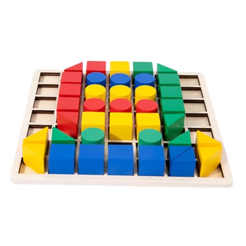 FRCOLOR Holzbausteine für Kreatives Montessori Puzzle Pädagogisch Fördert Fantasie Motorische Fähigkeiten und Eltern Junge Mädchen Interaktion Bunte Geometrische Formen Kompakt und von FRCOLOR