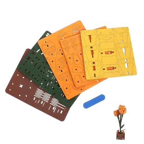 FRCOLOR Holzblumen Bastelset Tulpen Puzzle DIY Kreatives Pflanzenmodell Holzbaukasten für Wohn Bürodekoration Geschenk für Bastelfreunde von FRCOLOR