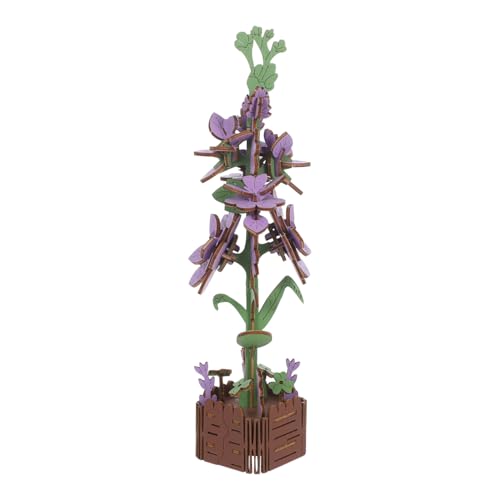 FRCOLOR Holzblumen Puzzle DIY Violette Holzblumen Bausatz Allergiefreies Holzstrauß Bastelset für Erwachsene Langlebige Holzteile Dekorative Blumenarrangements für Party und Schreibtisch von FRCOLOR