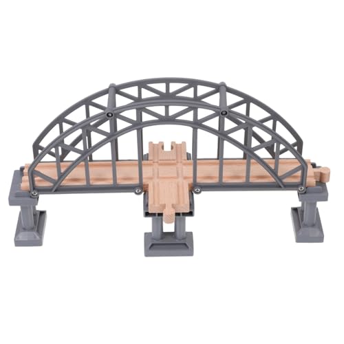 FRCOLOR Holzeisenbahn Erweiterungsset Holzbrücke Kreuzung Eisenbahn Schienen Zubehör für Kreative Bauweise Kompatibel mit Anderen Bahnsystemen Sichere Materialien von FRCOLOR