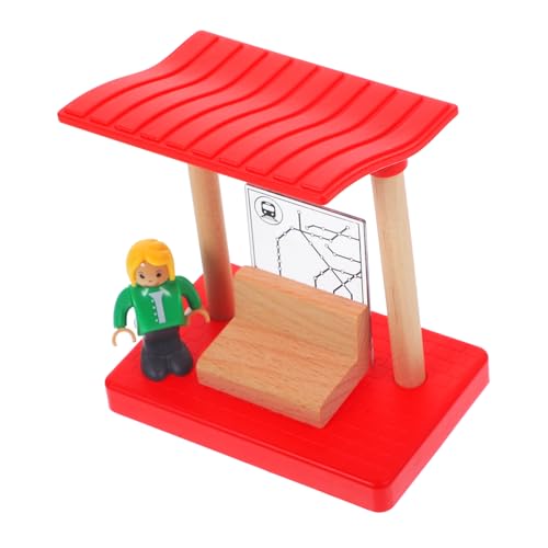 FRCOLOR Holzeisenbahn Zubehör mit Mini Bahnhofsplattform Holzspielzeug für Fördert Feinmotorik und Koordination Realistisches Modell für Kreative Spielwelten Sicher und Langlebig von FRCOLOR