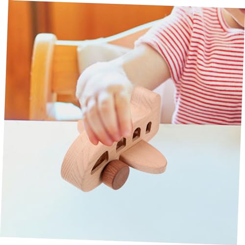 FRCOLOR Holzflugzeug mit Perlen Pädagogisches Motorikspielzeug für Kleinkinder Ab Jahren Sicherer Natürlicher Buchenholz Lila Gelb Grün Fördert Hand Augen Koordination und Sensorische von FRCOLOR