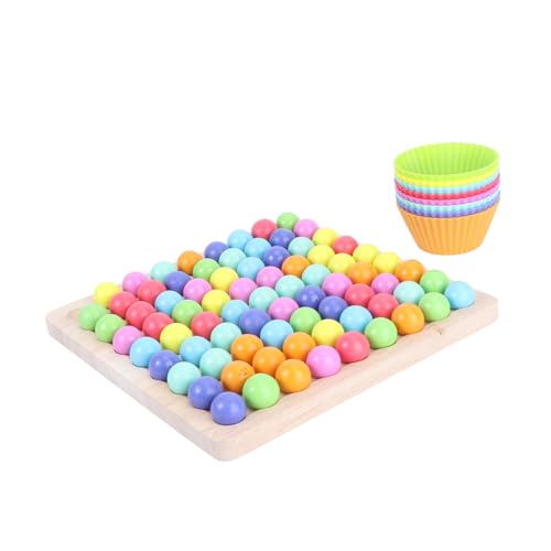 FRCOLOR Holzperlen Spielset Bunte Kugel Puzzle Lernspielzeug Pädagogisch Interaktiv Eltern Junge Mädchen Spiel für Jungen Mädchen und Farbverständnis von FRCOLOR