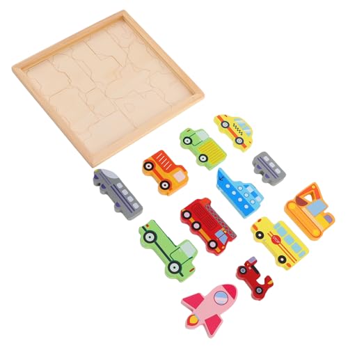 FRCOLOR Holzpuzzle Fahrzeug Teilig Pädagogisches Montessori für Kleinkinder Ab Jahren Kreatives Steckspielzeug Hand Auge Koordination und Kognitiven Fähigkeiten von FRCOLOR
