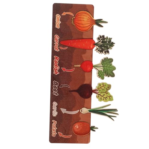FRCOLOR Holzpuzzle Gemüseform Steckspiel für Kleinkinder Sicheres Holzspielzeug zur Farb Formerkennung Fördert Feinmotorik und Kognitive Entwicklung Pädagogisches Lernspielzeug für Junge von FRCOLOR