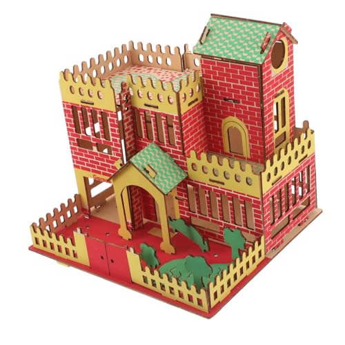 FRCOLOR Holzpuzzle Haus Bausatz DIY Holzmodell Sperrholz Präzisionsschnitt Handwerk Frühpädagogik Fördert Feinmotorik Kreatives Bauen Kleine Holzhäuser von FRCOLOR