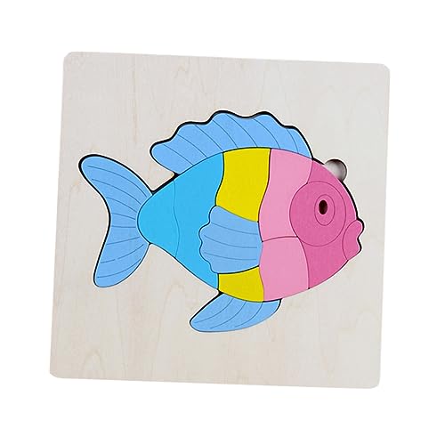 FRCOLOR Holzpuzzle Memory Jigsaw Fischmotiv Buntes Lernspielzeug aus Holz Pädagogisches für Jungen und Mädchen Konzentration und Hand Auge Koordination von FRCOLOR