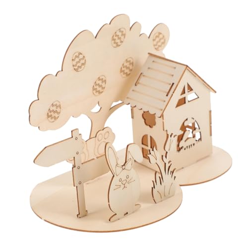 FRCOLOR Holzpuzzle Osterhase und Ei DIY Bausatz aus Robustem Holz Pädagogisches Feinmotorik für Erwachsene zur Osterdekoration von FRCOLOR