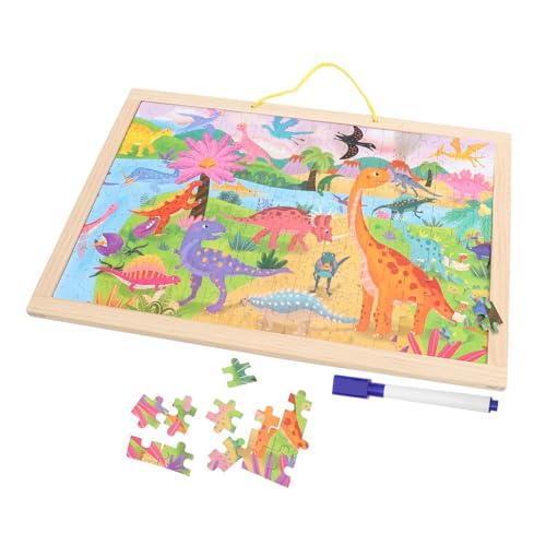 FRCOLOR Holzpuzzle Teilig Dinosaurier Montessori für Jungen und Mädchen Lernspielzeug mit Maltafel Hand Auge Koordination und Kognitiver Entwicklung von FRCOLOR