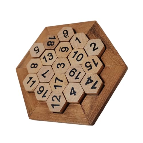 FRCOLOR Holzpuzzle Zahlen Lernspielzeug für Holz Zahlenpuzzle mit Sechseckigem Design Fördert Feinmotorik Denkvermögen und Problemlösung Pädagogisches Iq für Jungen und Mädchen von FRCOLOR