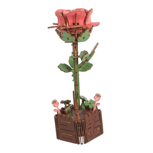 FRCOLOR Holzrätselblumen Wohnkultur Holzblume Holzbouquetdekor Schreibtischdekor Blumen Flower Making Kit 3D -holzhandwerksrätsel DIY -Pflanzen -topfmodell 3D-Puzzle Aus Holz Hölzern von FRCOLOR