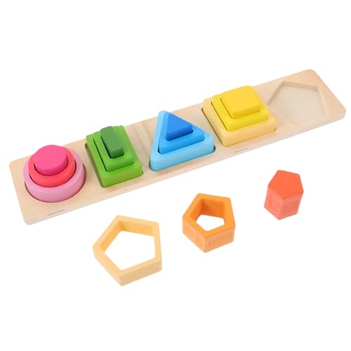 FRCOLOR Holzsortierspielzeug Geometrische Formen Puzzle Montessori Lernspielzeug für Feinmotorik und Kognitive Entwicklung Stabiles Holzspielzeug von FRCOLOR