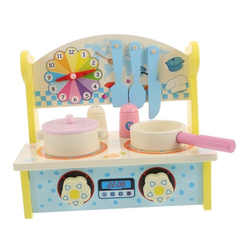 FRCOLOR Holzspielküche Set für Realistischem Herd und Küchenutensilien Montessori Spielküchen Zubehör Multifunktionales Kochspielzeug aus Holz für Kleinkinder Fördert Feinmotorik und von FRCOLOR