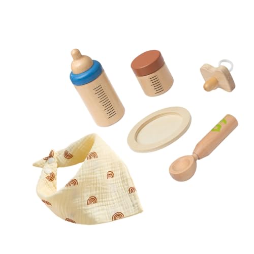FRCOLOR Holzspielzeug Flasche Fütterungsset für Rollenspiele Pädagogisches für Fantasievolles Lernspielzeug mit Zubehör für Mädchen FRCOLOR Holzspielzeug Flasche Fütterungsset für Rollenspiele Pädagogisches für Fantasievolles Lernspielzeug mit Zubehör für Mädchen von FRCOLOR