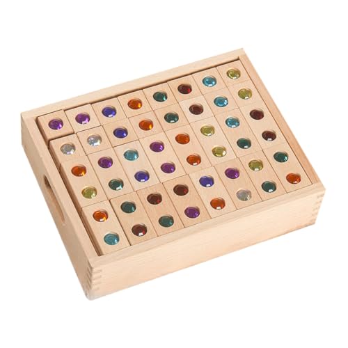 FRCOLOR Holzspielzeug Puzzle Bausteine Edukatives Interaktives Lernspielzeug für Kleinkinder Rund und Glatt Poliert Fördert Kreativität und Eltern Junge Mädchen Beziehung Natürlich von FRCOLOR